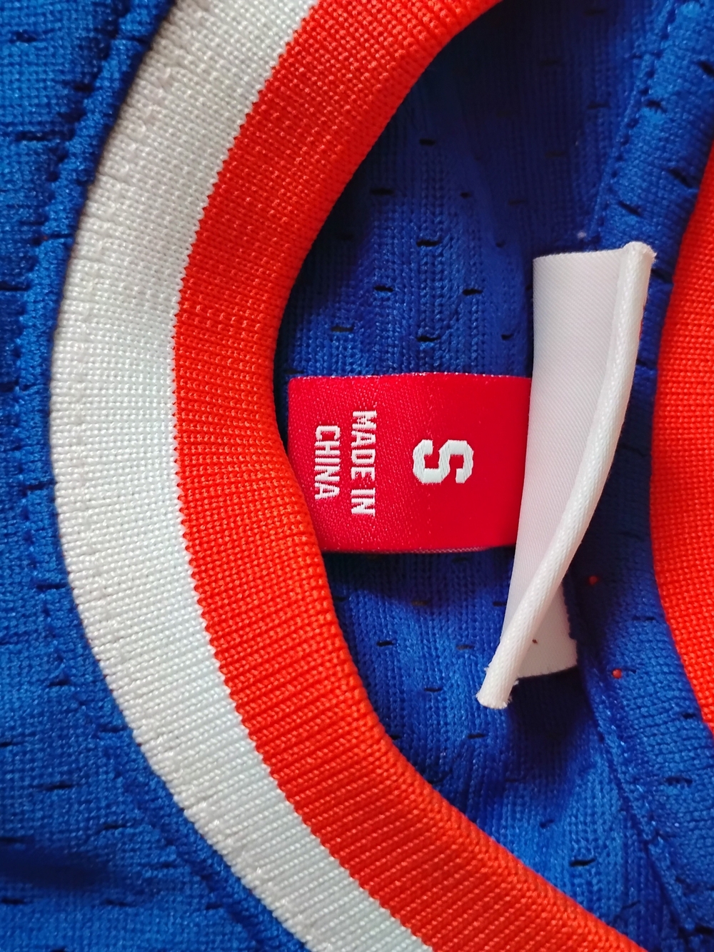 New York Blue Basketball Jersey with Red Number 34 - Picture 7 of 9